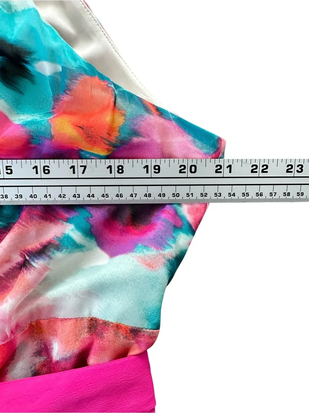 Eliza J Watercolor Floral Pleated Maxi Dress Pink Sash Halter 16W Plus - Picture 7 of 16
